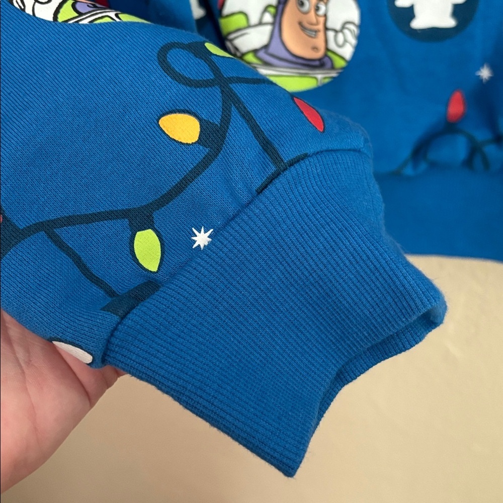 Disney Store Blue Toy Story Light-Up Holiday Christmas Crew Sweatshirt XL - Picture 4 of 11
